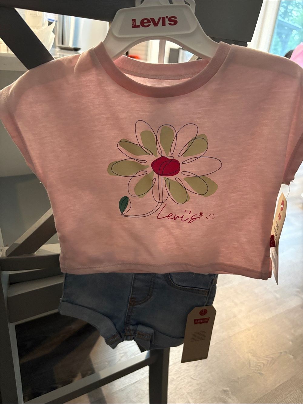 Levi's Pink Crop Tee with Daisy Graphic